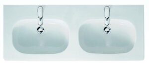 Duravit Möbel-Doppelwaschtisch D-Code 1200 mm mit ÜL mit HLB 1 HL pro Becken weiß
