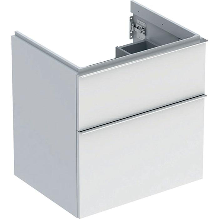 Geberit iCon Unterschrank für WT, 2 Schu 59,2×61,5×47,6cm, weiß hgl./Gr. chrom