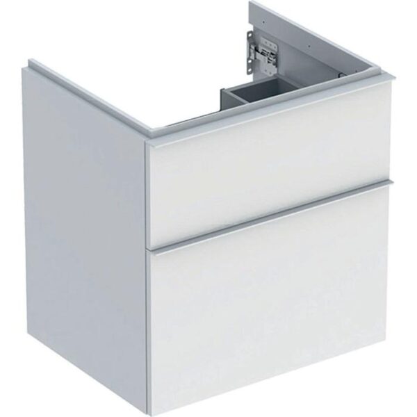 Geberit iCon Unterschrank für WT, 2 Schu 59,2×61,5×47,6cm, weiß hgl./Gr.weiß matt