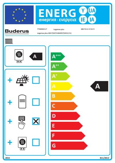 Buderus Gas-Brennwert Logaplus-Paket W22 GB172i.2 15 kW H-Gas Speicher SH290 RS Bedieneinheit BC400