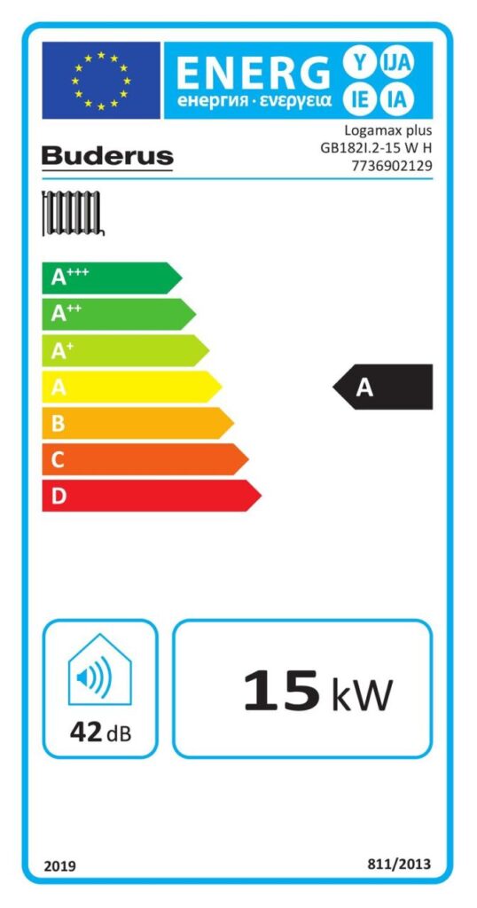 Buderus Gas-Brennwert Logaplus-Paket W42 GB182i.2-15 15kW H-Gas Speicher S120 Bedieneinheit BC400 MAG 35l weiß