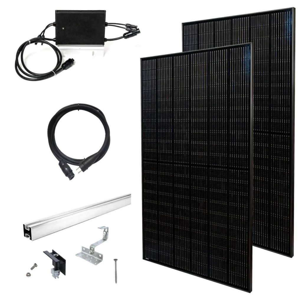 Priwatt Balkonkraftwerk priRoof Duo Paket 2x 375 Wp/600 W Solaranlage Schrägdach inkl. 5 m Anschlusskabel, Wechselrichter Hoymiles