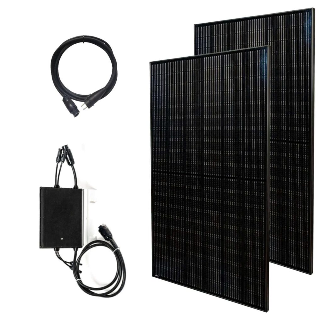 Priwatt Balkonkraftwerk priBasic Duo Paket 2x 375 Wp/600 W Solaranlage ohne Halterung inkl. 10 m Anschlusskabel, Wechselrichter Hoymiles