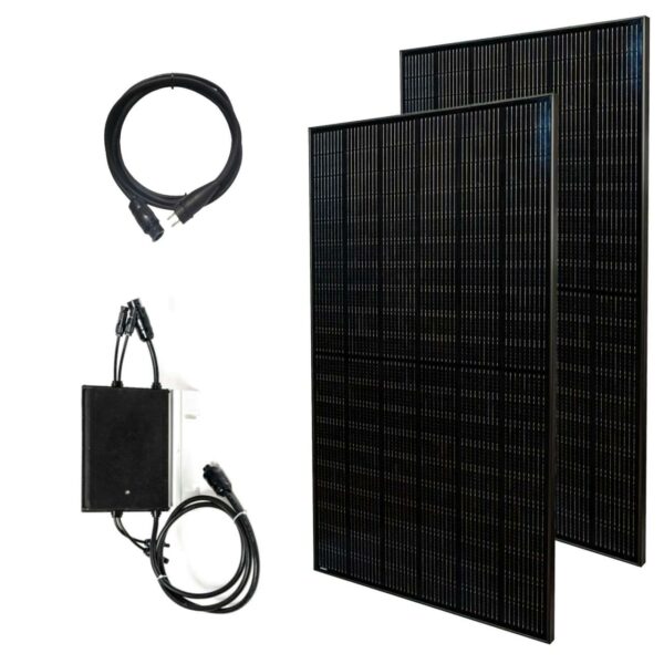 Priwatt Balkonkraftwerk priBasic Duo Paket 2x 375 Wp/600 W Solaranlage ohne Halterung inkl. 5 m Anschlusskabel, Wechselrichter Hoymiles