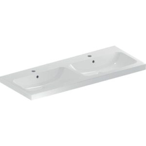 Geberit iCon Light Doppelwaschtisch 120x mit Hahnloch, mit Ül., weiß, KeraTect
