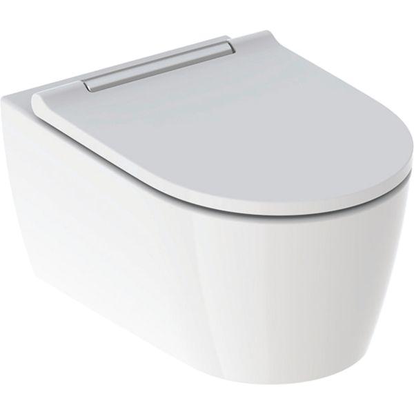 Geberit ONE Set Wand-WC mit WC-Sitz weiß/glanzverchromt, KeraTect