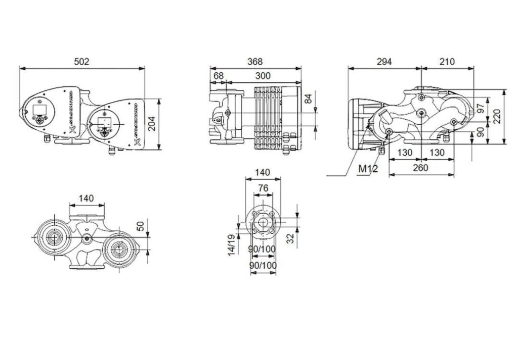 Grundfos Hocheffizienz-Umwälzpumpe Magna3 F Doppelpumpe 32-120 220 mm 97924834