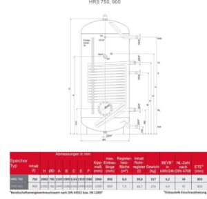 Hochleistungsregister-Standspeicher HRS 750 Liter