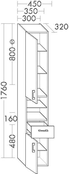 Burgbad Hochschrank HS 3538 Sys30 320x350x1760 PG2