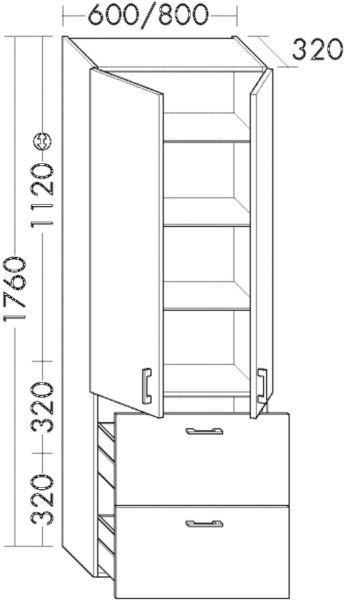 Burgbad Hochschrank HSBC060 Sys30 320x600x1760 PG2