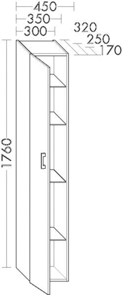 Burgbad Hochschrank HSCN045 Sys30 320x450x1760 PG1