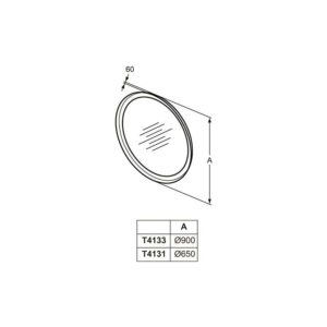 Ideal Standard Spiegel Conca, rund, m.Am Rahmen schwarz, 30W, 650x60mm