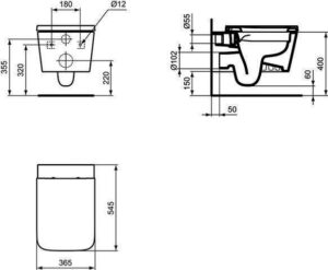Ideal Standard Wandtiefspül-WC Blend Cub 355x540x340mm Weiß