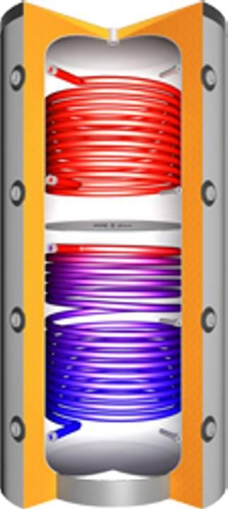 Juratherm Hochleistungs-Pufferspeicher mit Schichtentrennblech und 2 Wärmetauschern JPSRR 1000