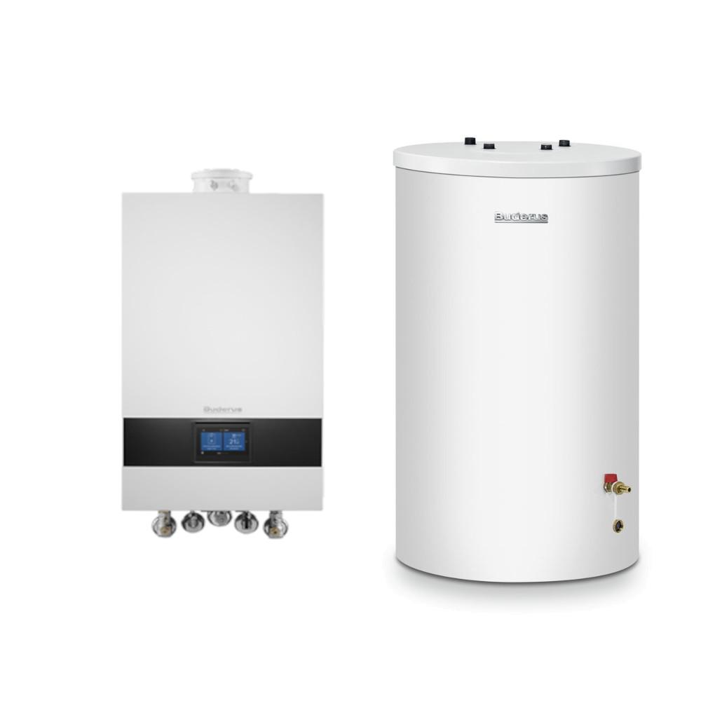 Buderus Gas-Brennwert Logaplus-Paket W22 GB172i.2 20 kW H-Gas Speicher S120 Bedieneinheit BC400