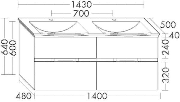 Burgbad Set SETJ143 Orell 500x1430x640 Acryl-LM