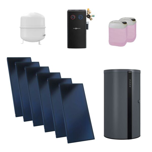 Viessmann Flachkollektor Solar-Paket Vitosol 200-FM SH2F 15,06 m² mit Vitocell 340-M 950L Kombispeicher vitographite Modul Divicon