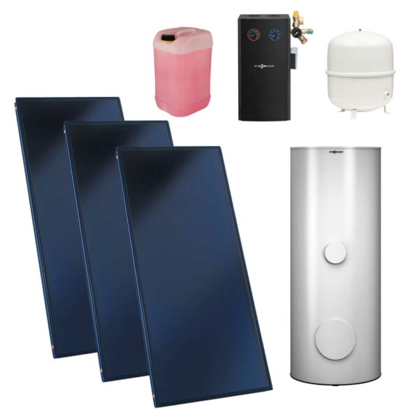 Viessmann Flachkollektor Solar-Paket Vitosol 200-FM SH2F 6,9 m² mit Speicher Vitocell 100-B CVB 400L vitosilber Divicon PS10 SM1