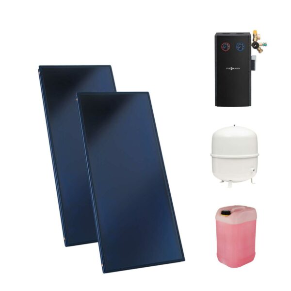 Viessmann Flachkollektor Solar-Paket Vitosol 200-FM SV2F 4,6 m² mit Solarmodul Divicon PS10 SM1A und Ausdehnungsgefäß 25L