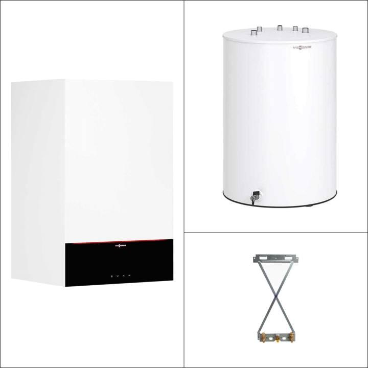 Viessmann Gas-Brennwert Paket Vitodens 200-W B2HF 11 kW 3,5" Display Speicher Vitocell 100-W CUGB 120L