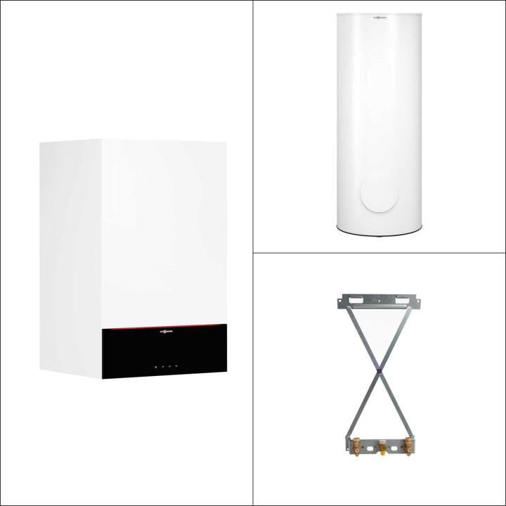 Viessmann Gas-Brennwert Paket Vitodens 200-W B2HF 11 kW 3,5" Display Speicher Vitocell 100-W CVBB 300L