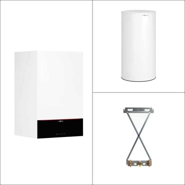 Viessmann Gas-Brennwert Paket Vitodens 200-W B2HF 19 kW 3,5" Display Speicher Vitocell 100-W CVAA 200L