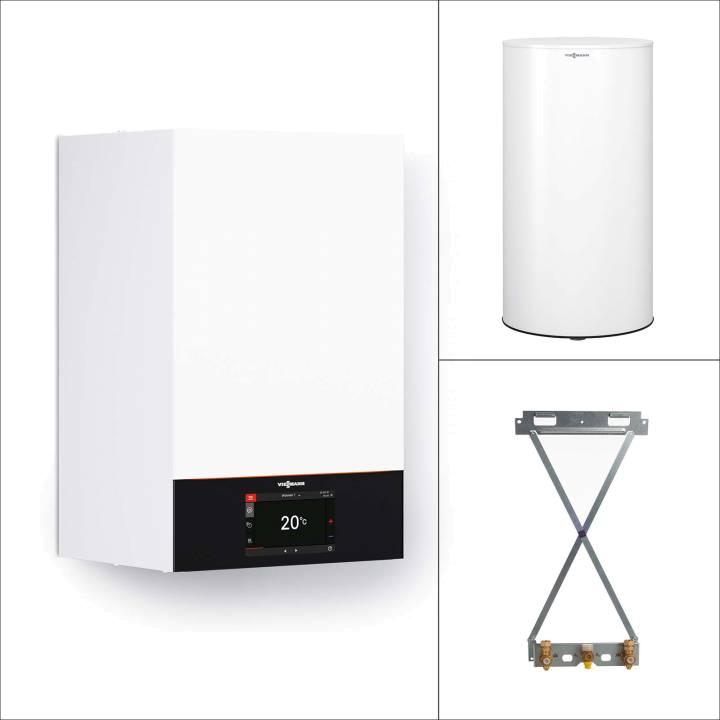 Viessmann Gas-Brennwert Vitodens 300-W B3HG 19 kW kW mit 7" Display Speicher Vitocell 300-W EVIB-A 160L