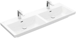 Villeroy & Boch Schrank-Doppelwaschtisch Subway 1300x470mm Rechteck 2HL. m. ÜL. Weiß Alp