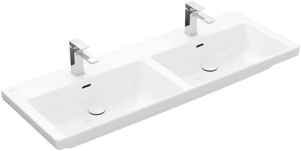 Villeroy & Boch Schrank-Doppelwaschtisch Subway 1300x470mm Rechteck 2HL. m. ÜL. Weiß Alp