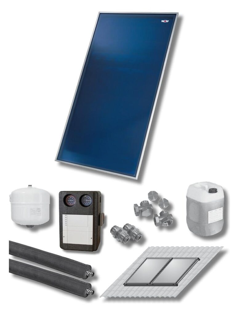 Wolf Solar-Paket 2 Flachkollektoren TopSon CFK-1 Aufdach mit Solarmodul SM1-2