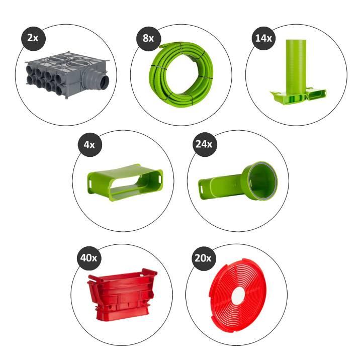 Wolf Zubehörset CWL Rohbau 160 m 50/140 für Flachkanalsystem antistatisch/antibakteriell