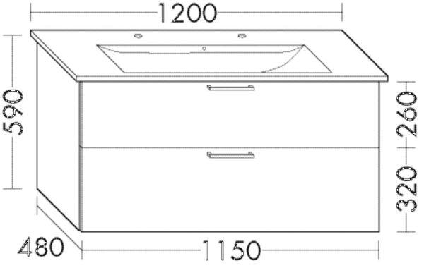 Burgbad Waschtischunterschrank WVBT115 Sys30 480x1150x580 PG2