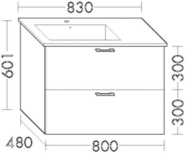 Burgbad Waschtischunterschrank WWLY080 Sys30 480x800x601 PG2